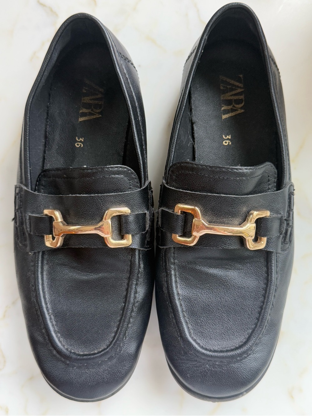 Zara Kids Girls Black Buckle Loafers Size 36 VGUC